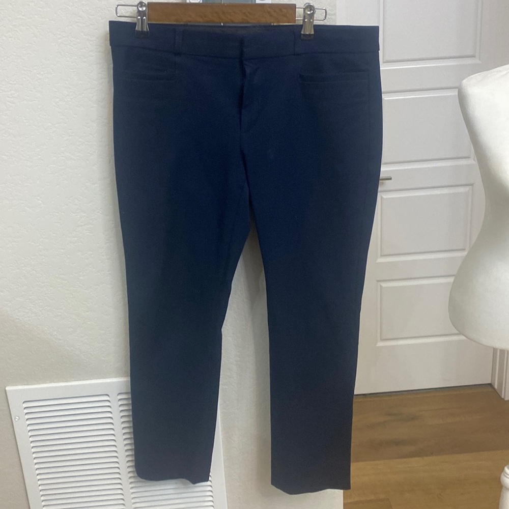 Women’s navy blue dress pants.